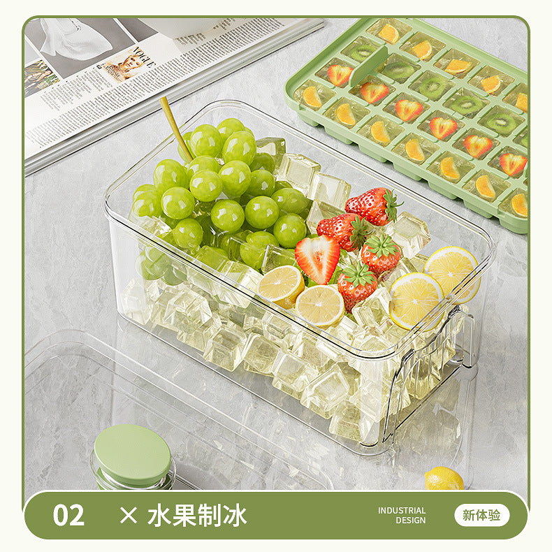 Cross-border pressing ice cube ice cube mould food grade pressing type household ice storage ice box with lid self-making ice box