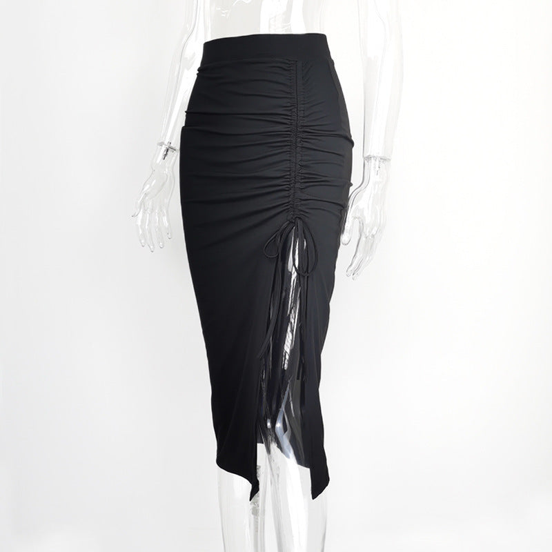 European and American Cross-border Fashion Women's Clothing 2022 Independent Station Summer Hot Season New High Waist Split Slim Fold Skirt
