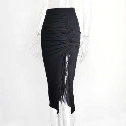 European and American Cross-border Fashion Women's Clothing 2022 Independent Station Summer Hot Season New High Waist Split Slim Fold Skirt