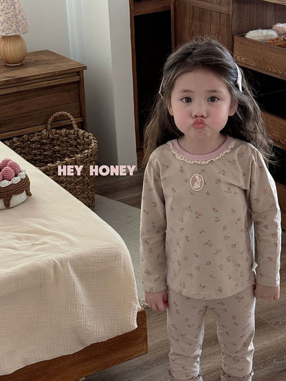 Spot Large and Small Roll Heyhoney24 Lycra Cotton Boys and Girls Autumn Clothes Intimates Printed Home Clothes Pajamas Two-Piece Set