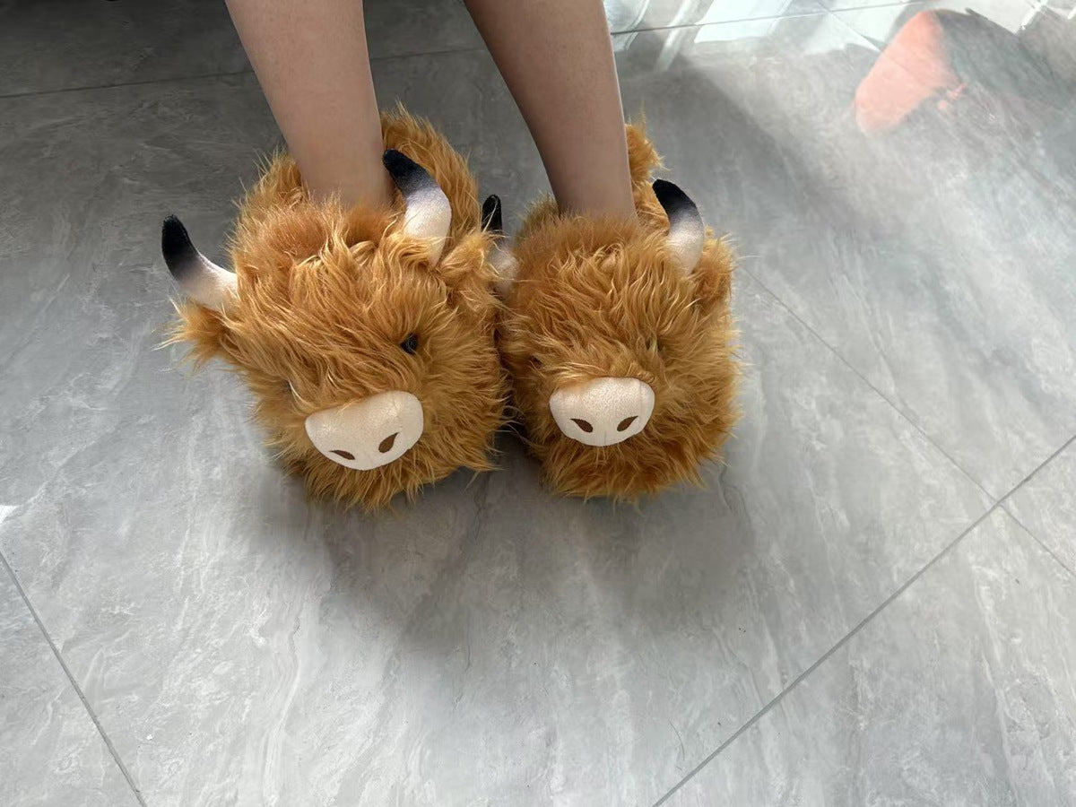 Imitation Yak Cotton Slippers Autumn and Winter Home Floor Stupid Cow Platform Cotton Shoes Cute Outer Wear Comfortable Slippers for Women