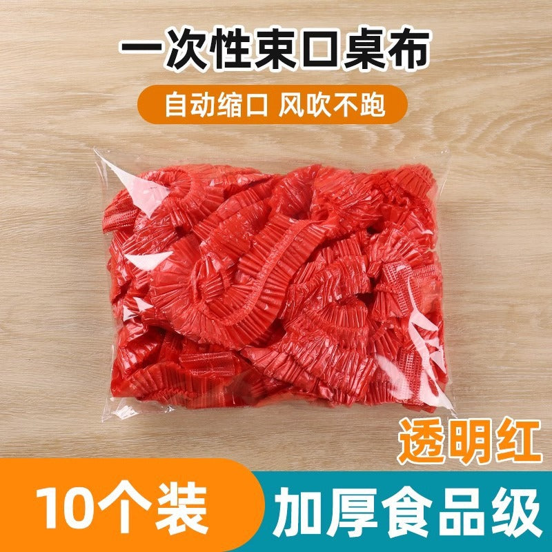Disposable Tablecloth with Elasticated Edges for Round and Square Tables, Thickened Multifunctional Dining Tablecloth, Red Banquet Windproof Elastic Table Cover