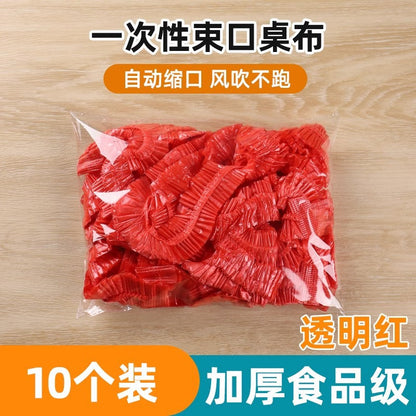 Disposable Tablecloth with Elasticated Edges for Round and Square Tables, Thickened Multifunctional Dining Tablecloth, Red Banquet Windproof Elastic Table Cover