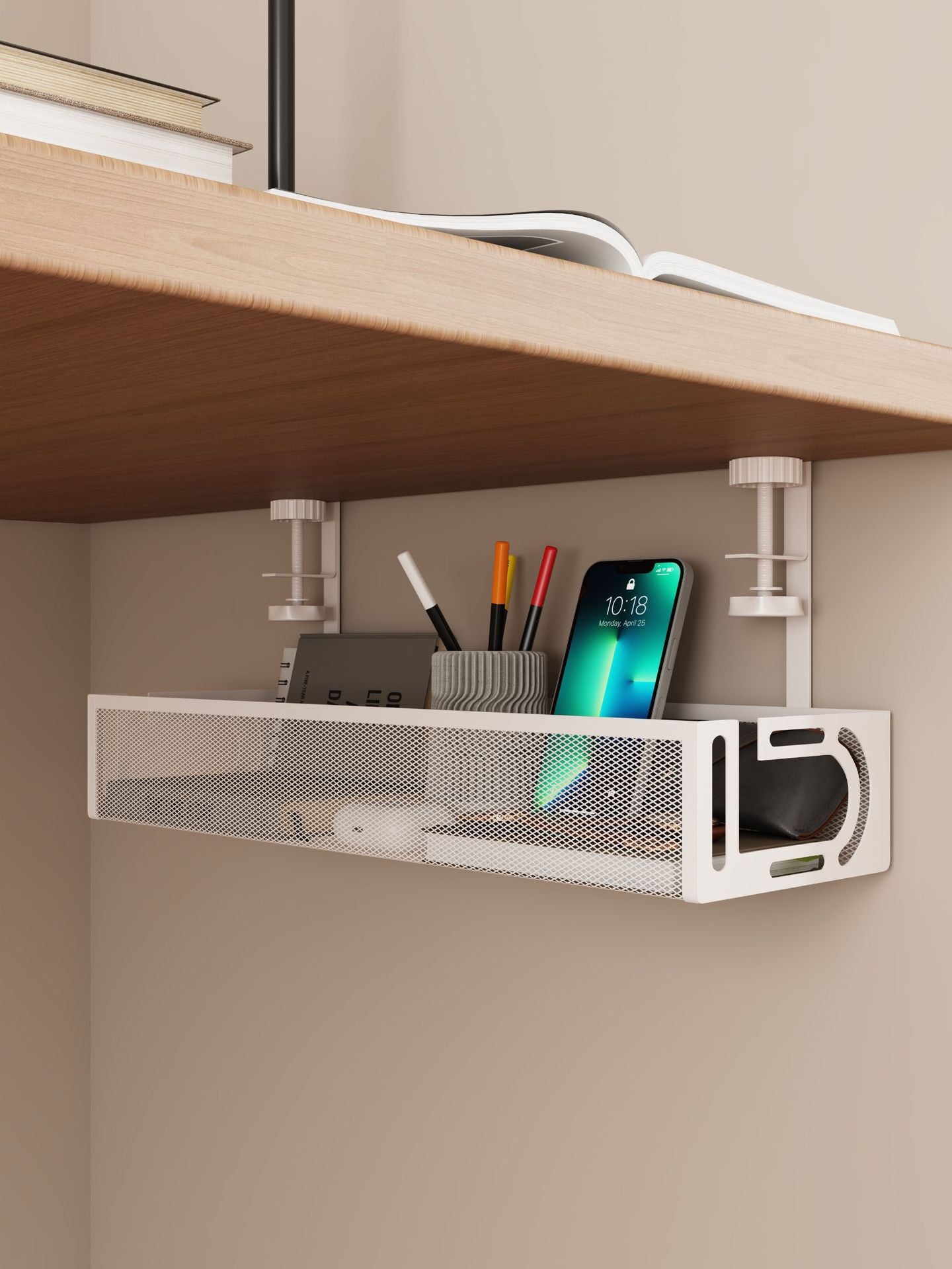 Cross-border desk under cable and wire management tray rack under counter finishing rack row storage rack socket organizer
