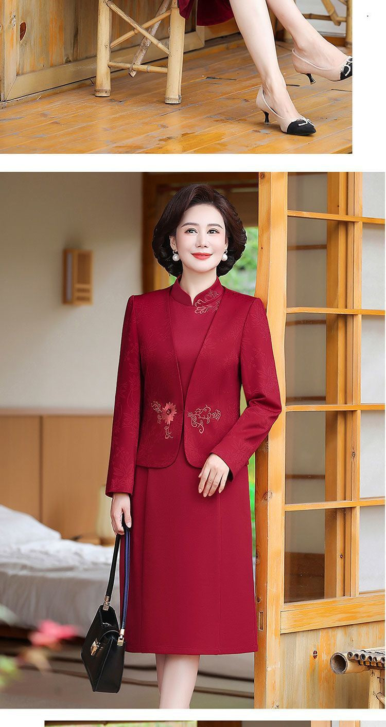 2024 New Chinese Mother's Wedding Dress Two-Piece Wedding Dress for dress Women's Spring and Autumn Middle Year Happy Mother-in-Law Wedding Dress