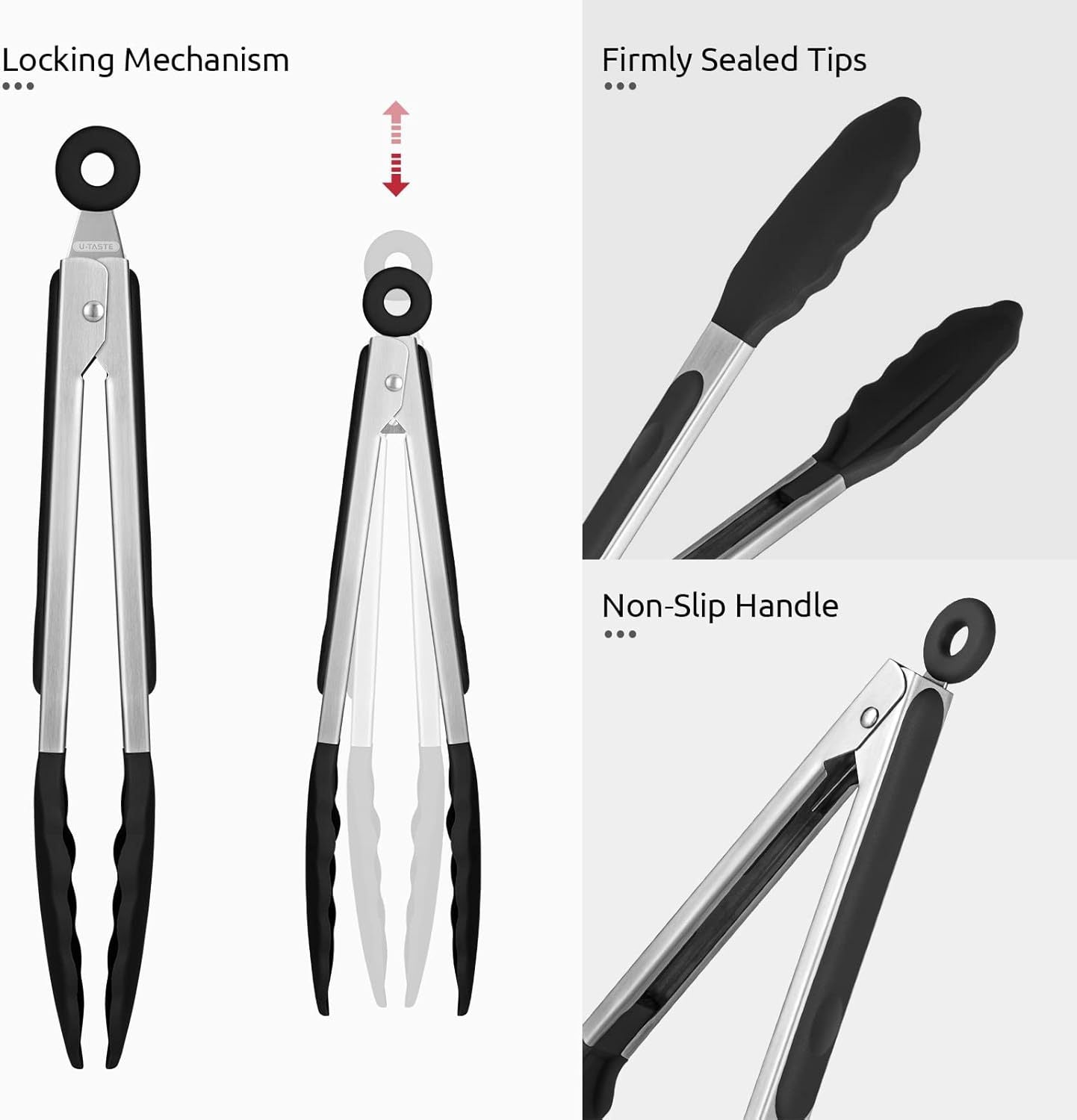Silicone Clips for Kitchen Non-Stick Pans, Anti-Scalding and High Temperature Resistance, Household Barbecue and Steak Special Set, Stainless Steel Food Clips