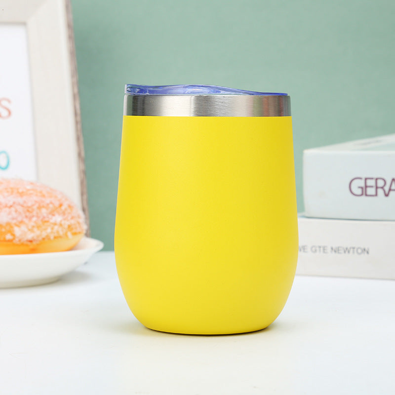 304 Stainless Steel Eggshell Cup Portable Cross-Border U-Shaped Wine Thermos Cup 12oz Cup American Style Wholesale Aviation Cup
