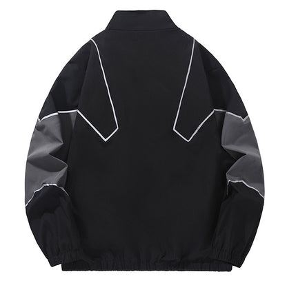 Russian Foreign Trade Trendy Brand Reflective Patchwork Stand-Up Collar Jacket Spring and Autumn Loose Sports Casual Jacket for Men