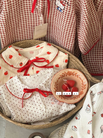 Princess Style Children's Lapel A-Class Cartoon Loungewear Set 2026 Spring New Baby Sweet and Cute Pajamas and Sleep Pants