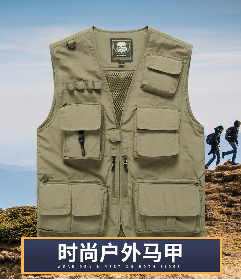 Four Seasons Photography Tooling Multi-Pocket Quick-Dry Vest Safety Waistcoat Logo Printing Men's and Women's Wear