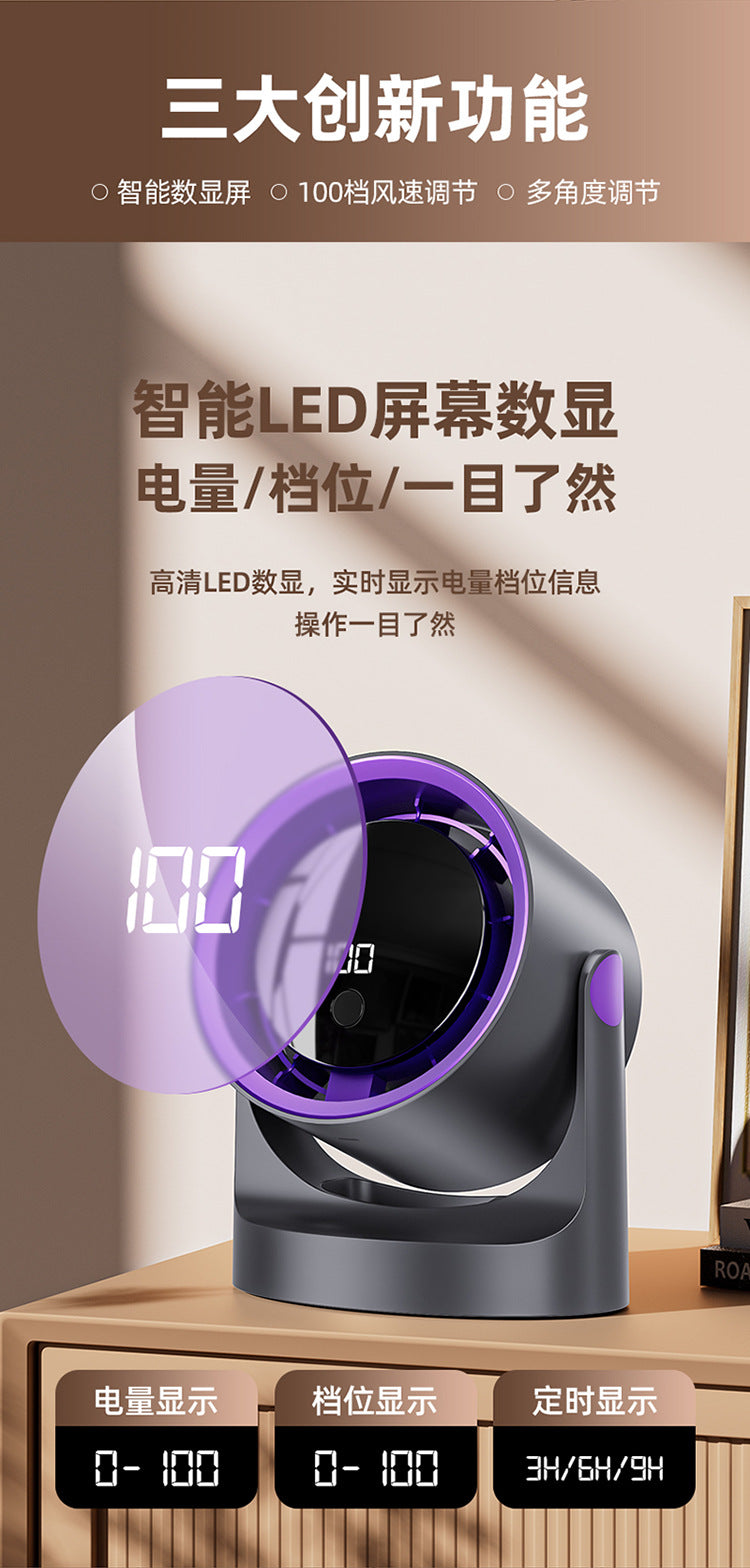 New Desktop Small Fan Rechargeable Small Circulation Fan Home Dormitory Wall-Mounted Long-Life Mini Fan