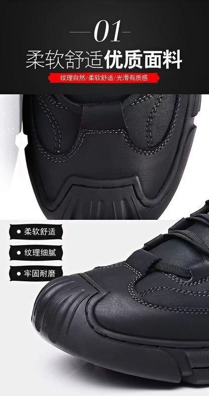 Cold-resistant warm cotton-padded shoes men's warm winter thickened fluff outdoor leather high-top one-piece Northeast snow boots non-slip