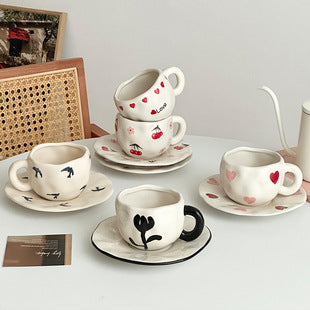 Retro High-grade Sense Striped Kiln Change Ceramic Cup Hotel Home Office Milk Coffee Cup Afternoon Tea Drinking Cup