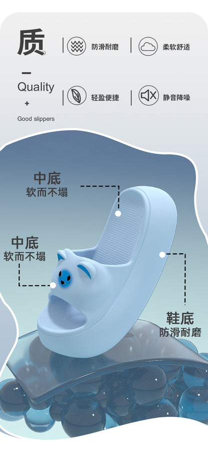 New Sandals and Slippers Women's Summer Thickened Sole Home Elevated Cartoon Non-slip Odor Deodorant Beach Shoes Lightweight Slippers