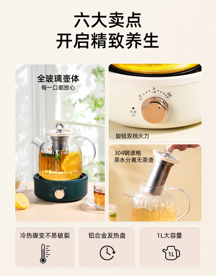 All-Glass Health Pot Multi-Functional Home Office New Insulated Tea Boiler Water Kettle Flower Teapot 110V