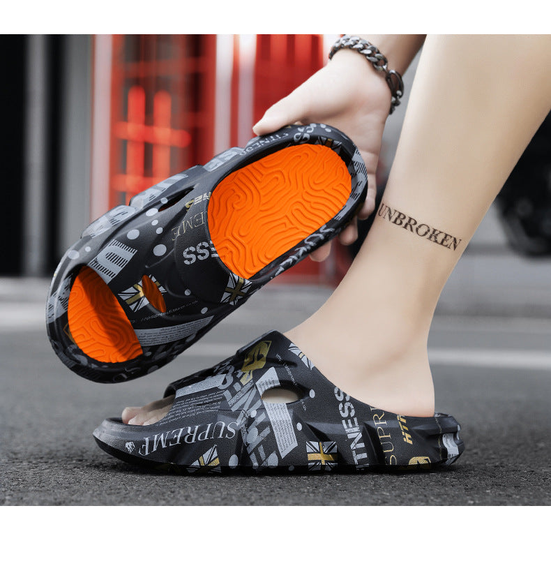 Coconut Slippers for Men to Wear Outside in Summer, Non-Slip Thick Soles for Stepping on Shit, Home Bathing, Men's Outdoor Sports Beach Sandals