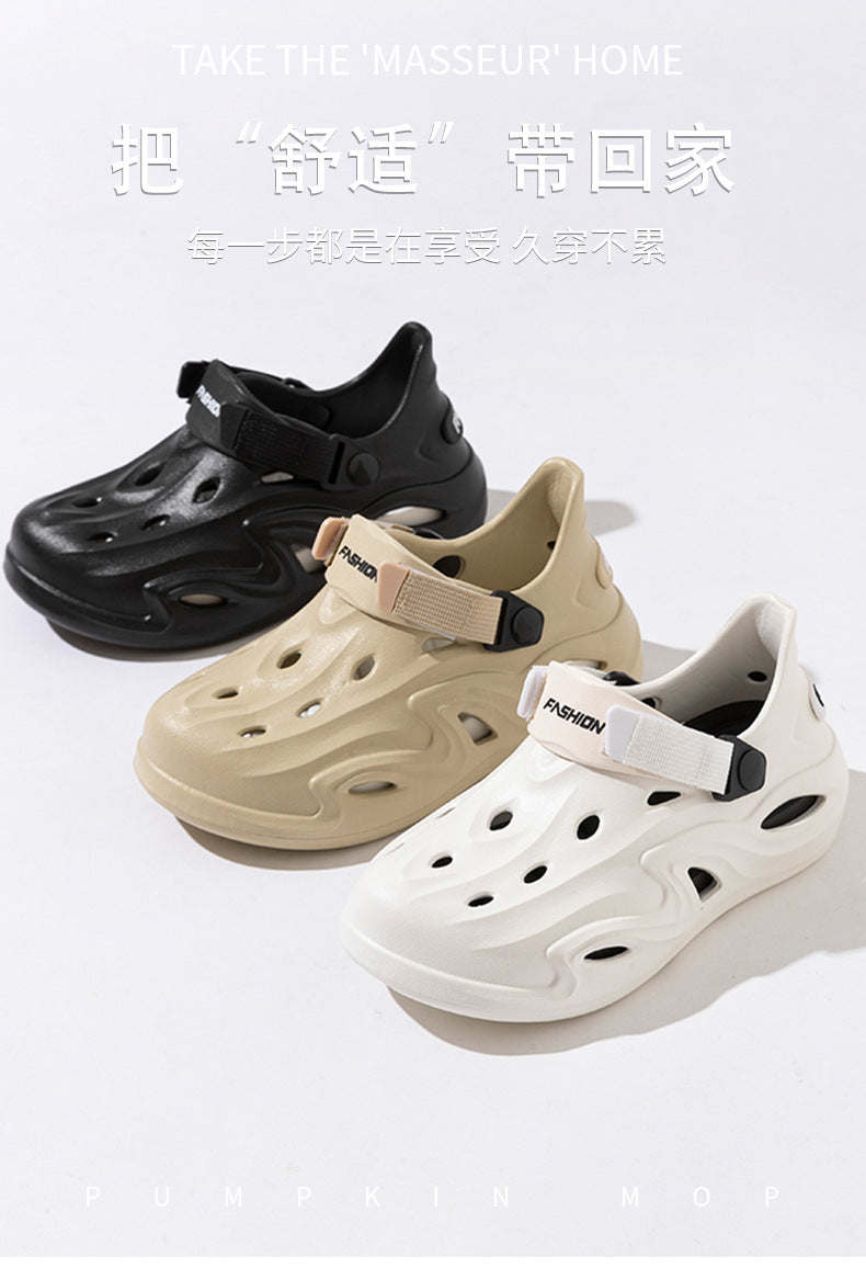 2025 Croc Shoes Men's Summer New Outerwear Non-Slip Soft Sole Baotou Men's Shoes Sports Coconut Sandals