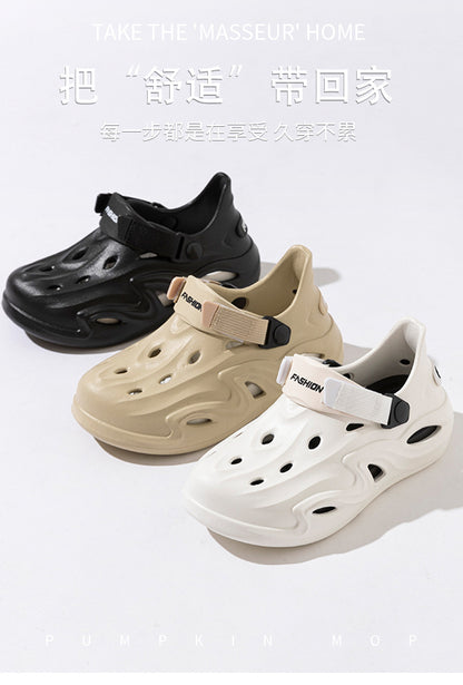 2025 Croc Shoes Men's Summer New Outerwear Non-Slip Soft Sole Baotou Men's Shoes Sports Coconut Sandals