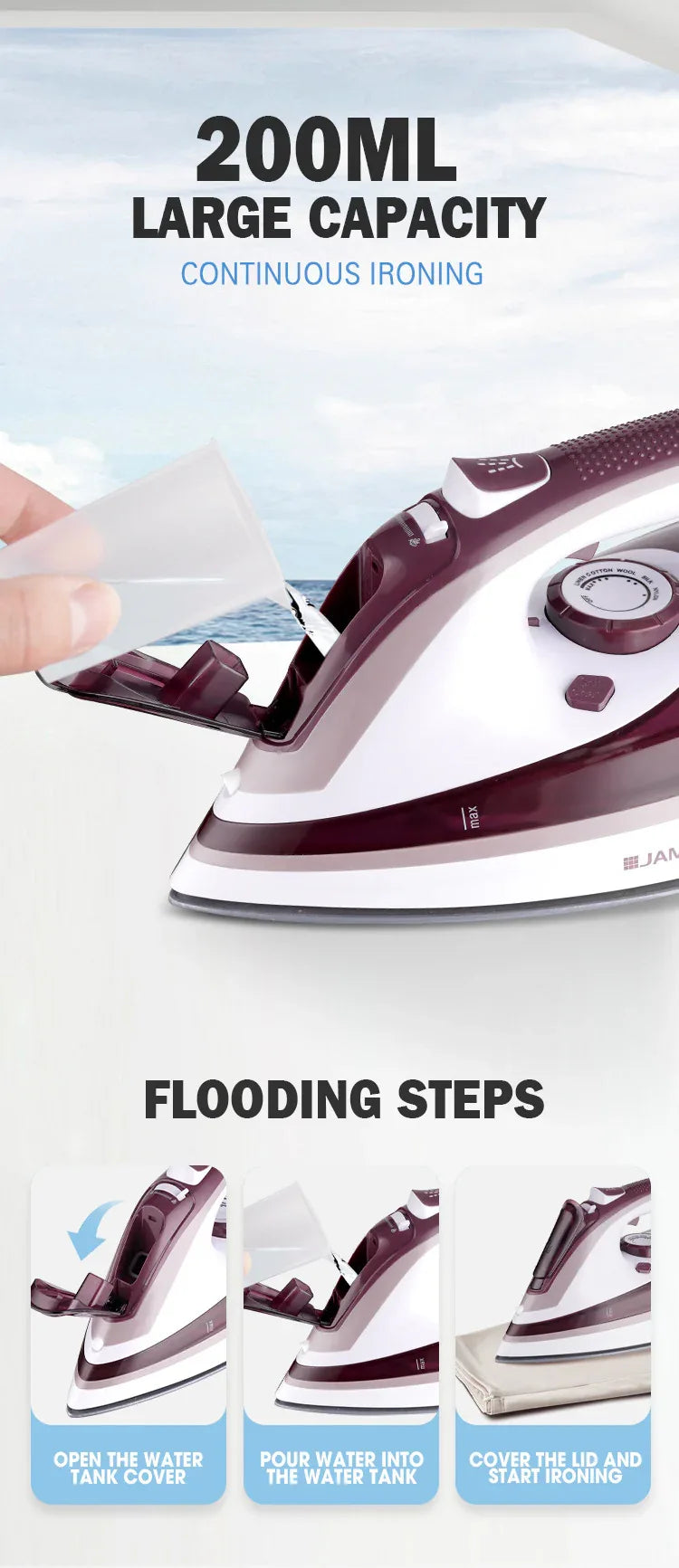 2500w High-power Steam Iron Household Electric Iron Steam Hand-held Small Ironing Clothes Dry And Wet Dual-use Electric Iron