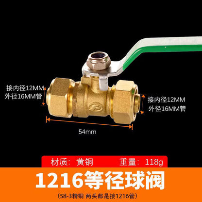 1216 Aluminum plastic pipe copper joint 4 points directly bent through tee four points copper pipe fittings solar water heater accessories