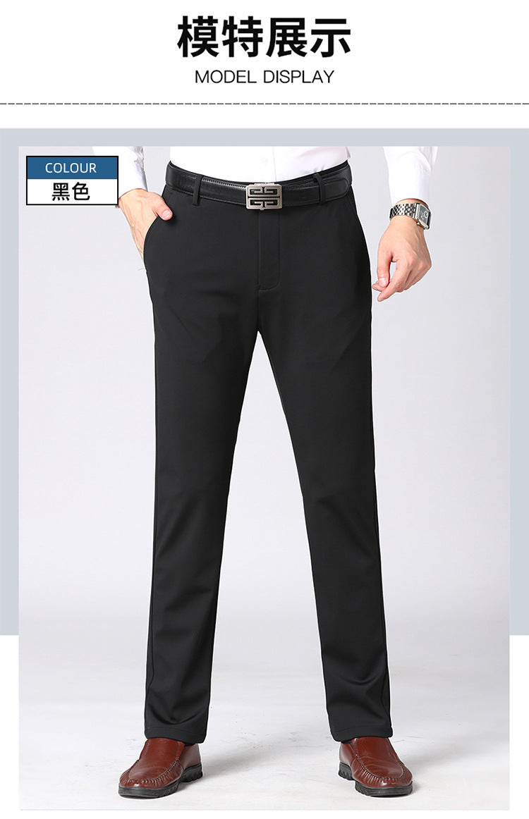Wholesale Tiger Head Embroidered Stretch Pants Men's Casual Long Pants Men's Black Thin Straight Business Dress Pants