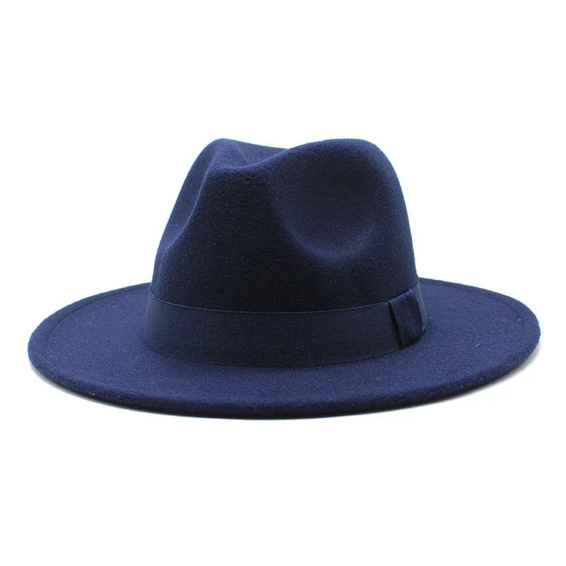2023 New Hot Wide Brim Felt Fedora Hats With Bee Ribbon Autumn Winter Wedding Party Trilby Hat Men Gentleman Jazz Hats 56-58CM