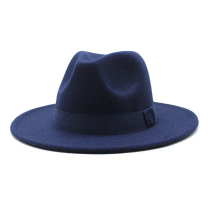 2023 New Hot Wide Brim Felt Fedora Hats With Bee Ribbon Autumn Winter Wedding Party Trilby Hat Men Gentleman Jazz Hats 56-58CM