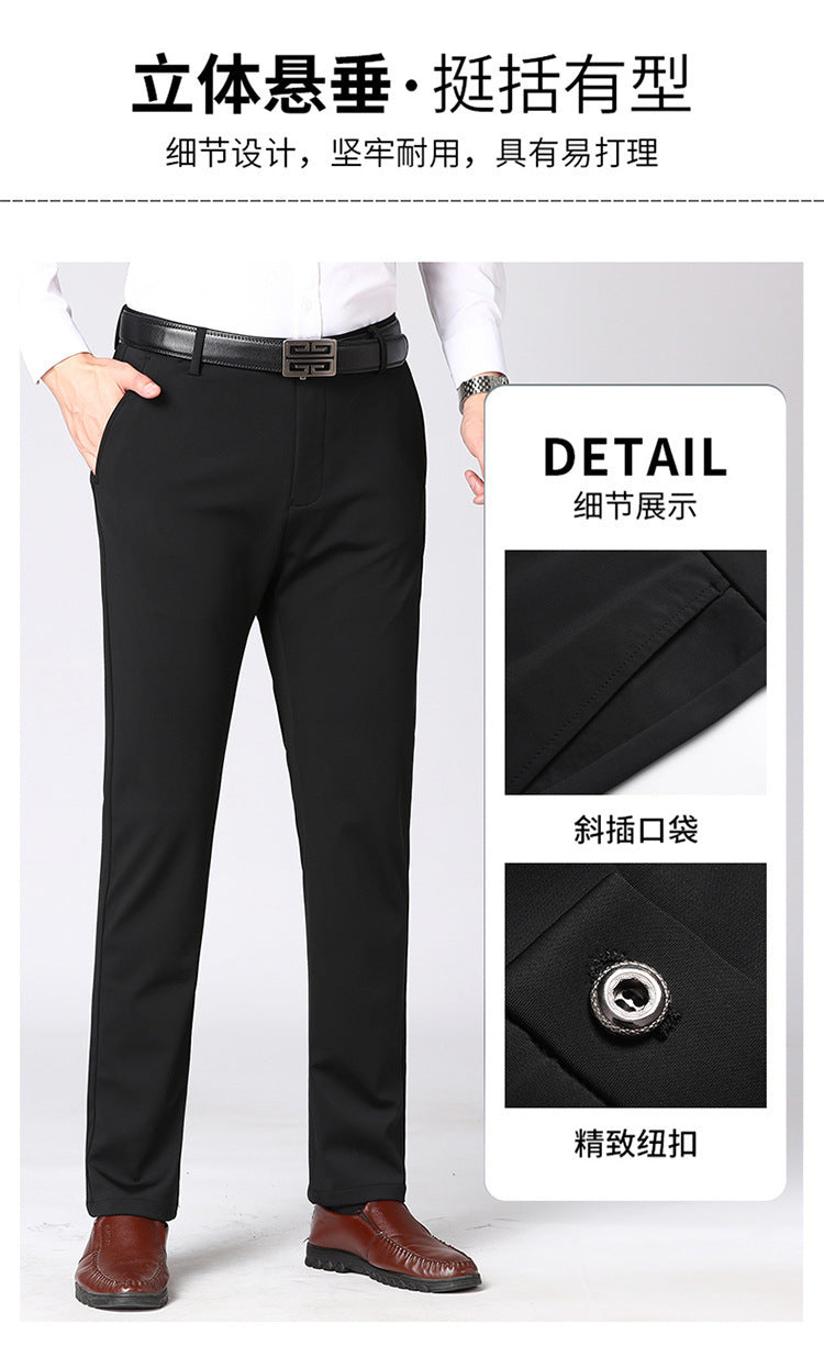 Wholesale Tiger Head Embroidered Stretch Pants Men's Casual Long Pants Men's Black Thin Straight Business Dress Pants