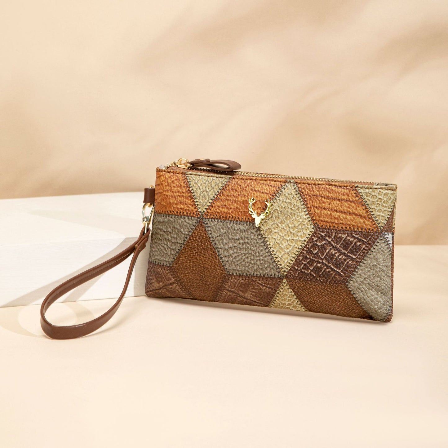 New Fashion Small Square Bag, Cross-Border High-End Retro Wallet, Versatile Zipper Bag, Women's Trendy Color-Blocking Clutch Bag