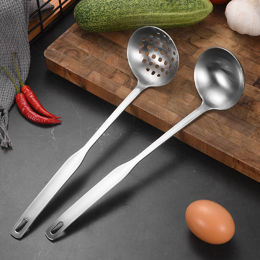 304 Stainless Steel Soup Spoon Hot Pot Colander Household Thickened Large Spoon Long Handle Porridge Spoon Porridge Spoon Drinking Soup Spoon by PDG ibma