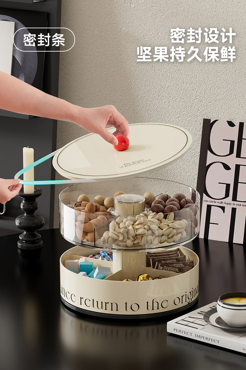 Fruit Tray Living Room Coffee Table Food Grade Melon and Peanut Snacks Dried Fruit Box Multi-layer Rotating Liftable Candy Box