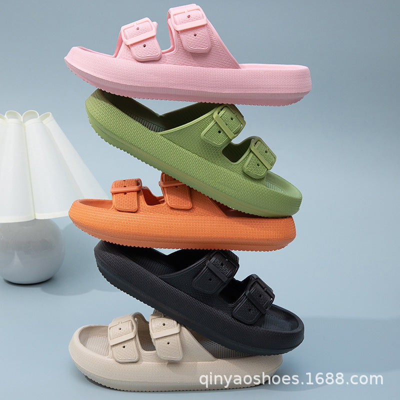 Double Strips Feeling EVA Slippers Women's Summer Bathing Slippers Home Sandals Men's Outdoor Beach Sandals