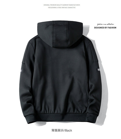 Autumn and Winter New Casual Cardigan Sweater Men's fleece-lined Hooded Men's Sweater Loose Sports Zipper Knitted Jacket