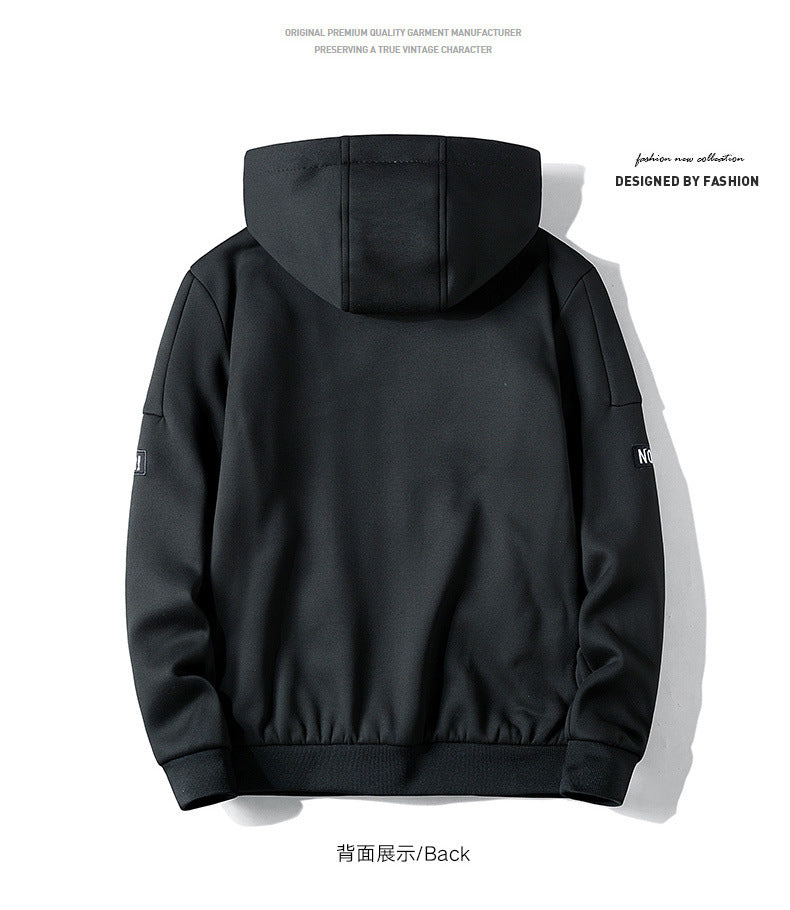 Autumn and Winter New Casual Cardigan Sweater Men's fleece-lined Hooded Men's Sweater Loose Sports Zipper Knitted Jacket