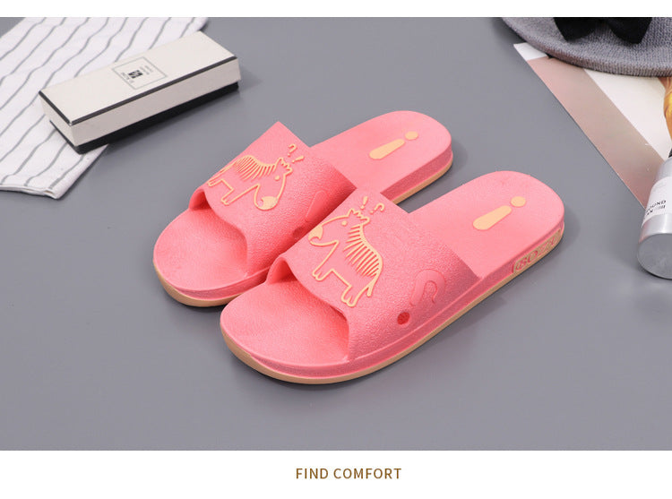 Summer Pvc Bathroom Slippers Home Cartoon Couple Slippers Indoor Cute Bath Non-Slip Sandals Women's Stall