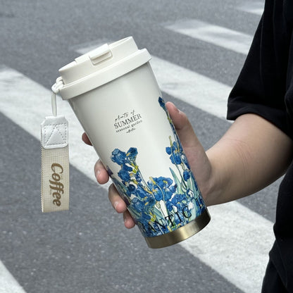 316 stainless steel lily of the valley coffee cup girls high color value double drinking straw cup car gift cup customization