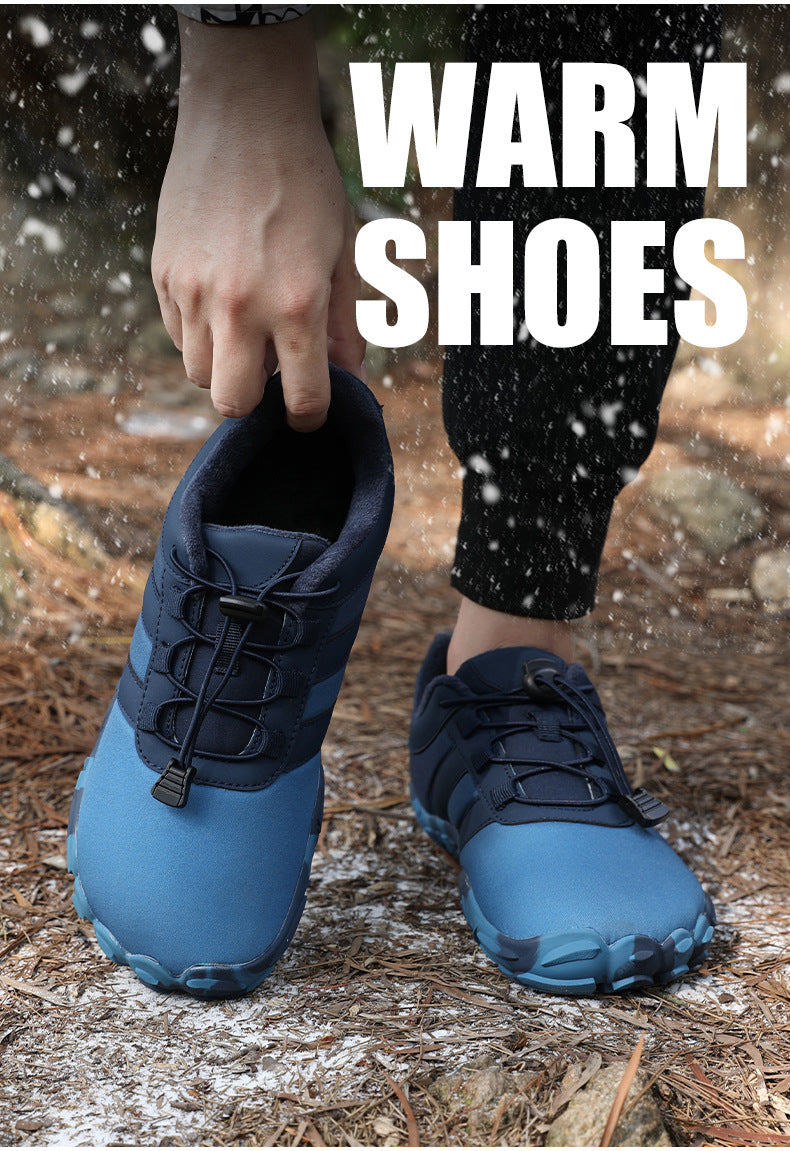 Outdoor Snow Boots, Home Cross-Border Winter New Style, Non-Slip Short Style, Fleece-Lined Warm Cotton Shoes, Thick-Soled Barefoot Five-Toe Shoes