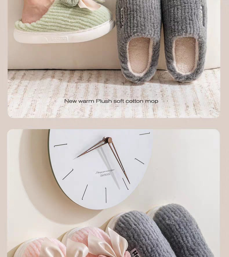 Cotton Slippers for Women in Autumn and Winter Home Non-Slip Thick-Soled Plush Indoor Home Slippers for Couples Plus Plush Slippers