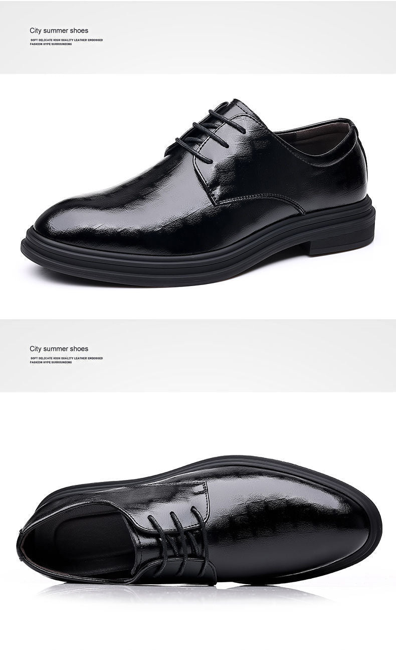 [Real soft leather] men's lace-up business formal wear high-end soft soft leather men's shoes high non-slip wear-resistant casual leather shoes