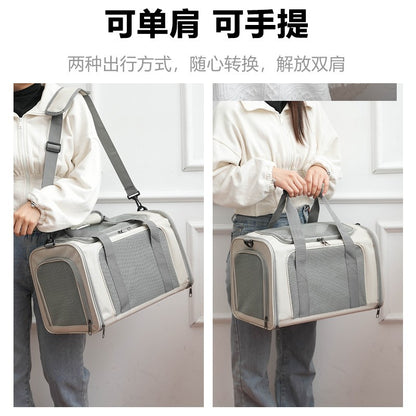 Cat Bag Outgoing Portable Large Capacity Breathable Cat Car Cage Cat Cage Dog Bag Portable Crossbody Foldable Pet Bag