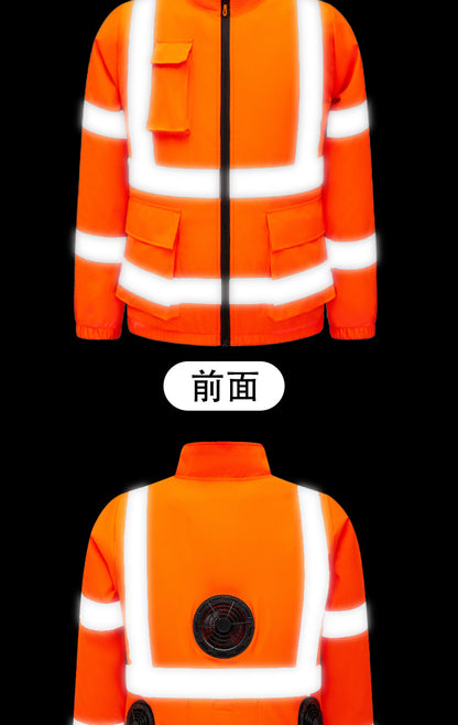 New Cooling Air-Conditioning Clothing, Reflective Long-Sleeved Work Clothes with Three Fans, Labor Protection Clothing, Outdoor Sun Protection Duty Clothing