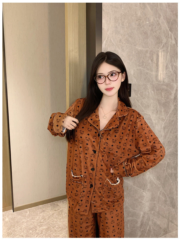 2026 New Style Island Velvet Pajamas for Women, Autumn and Winter High-End Luxury Set, Internet Celebrity Long-Sleeve Thickened Warm Loungewear