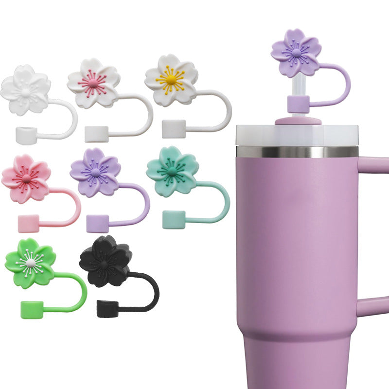 Popular 10mm Begonia Flower Straw Cap Stanley Water Cup Straw Plug Silicone Flower Straw Cover Direct from Manufacturer