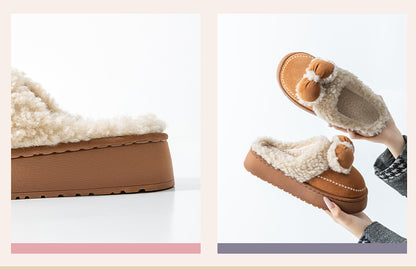 Cute Thick-Soled Cotton Slippers for Women in Autumn and Winter, Indoor Non-Slip Warm Soft Thick-Soled Furry Slippers for Postpartum Period