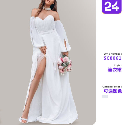 2026 European and American Autumn and Winter New Long-Sleeve Party Dress Amazon Long Elegant Mid-Waist Chiffon Women's Dress by PDG ibma