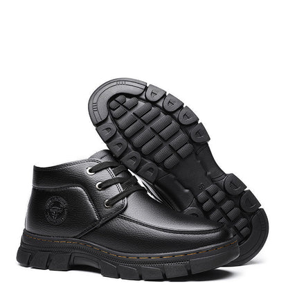 Cotton-padded shoes men's winter fleece-lined thick warm pure sheepskin fur cotton-padded boots middle-aged and elderly dad shoes non-slip cotton-padded leather shoes