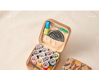 Amazon Cross-Border Household Practical Portable Multi-Functional Retro Sewing Box Sewing Kit Sewing Hand Sewing Set Tool