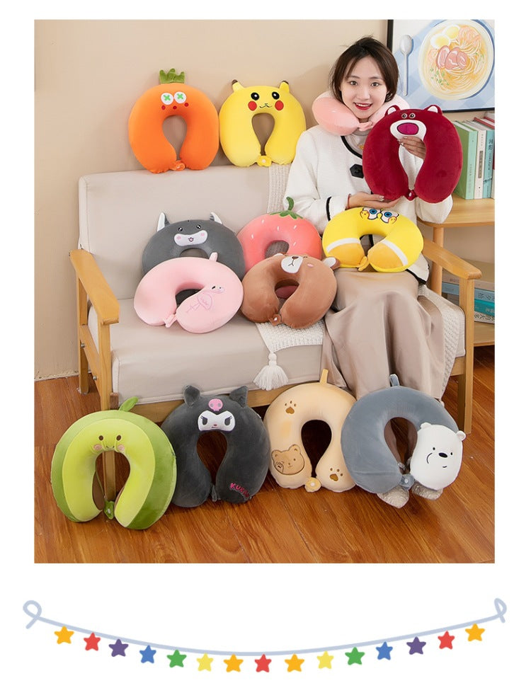 Neck Pillow Travel Memory Foam U-shaped Pillow Cartoon Gift Sponge Sleeping Neck Pillow Embroidery Slow Rebound Nap Pillow