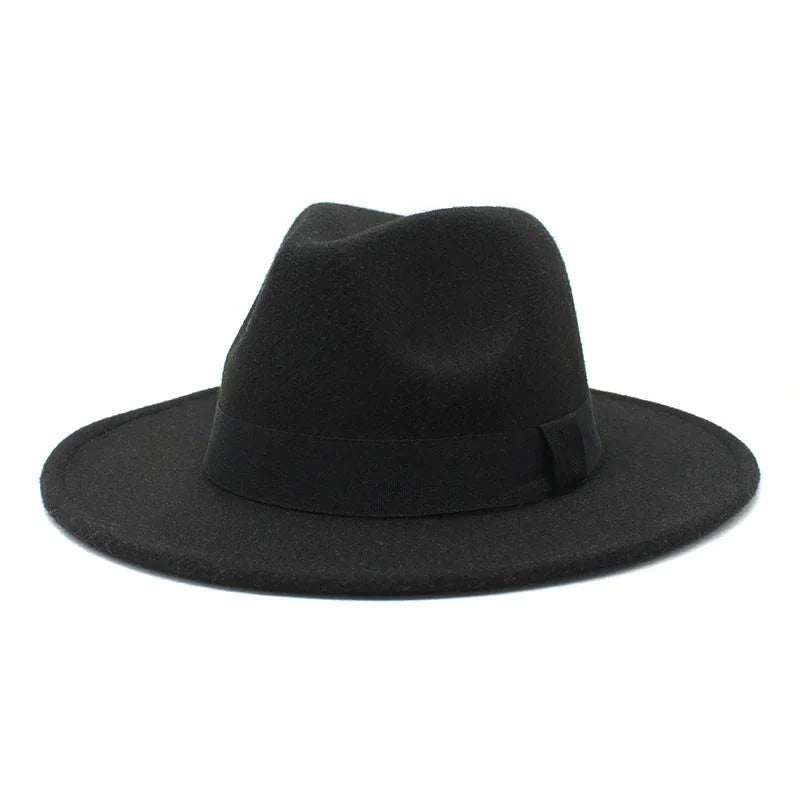 2023 New Hot Wide Brim Felt Fedora Hats With Bee Ribbon Autumn Winter Wedding Party Trilby Hat Men Gentleman Jazz Hats 56-58CM