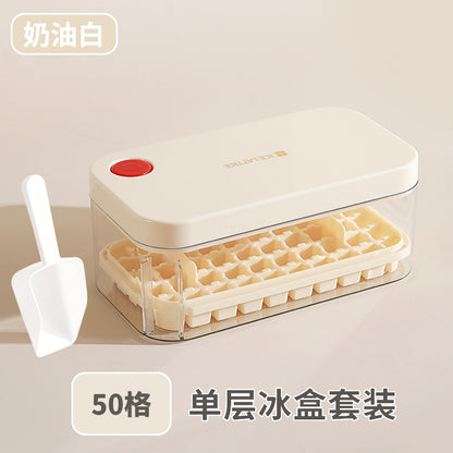 Ice Cube Mold Food Grade Household Pressed Ice Tray Large Capacity Ice Cube Storage Box Refrigerator Homemade Frozen Ice Artifact
